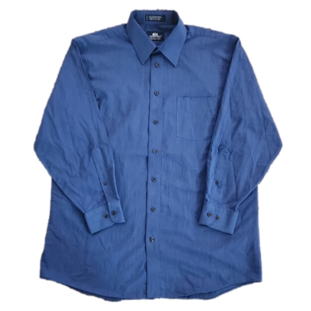 Stafford Blue Wrinkle Free Button-Up Dress Shirt